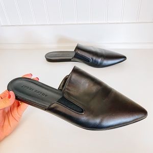 Jenni Kayne Leather Pointed Toe Mule Flats Black 9